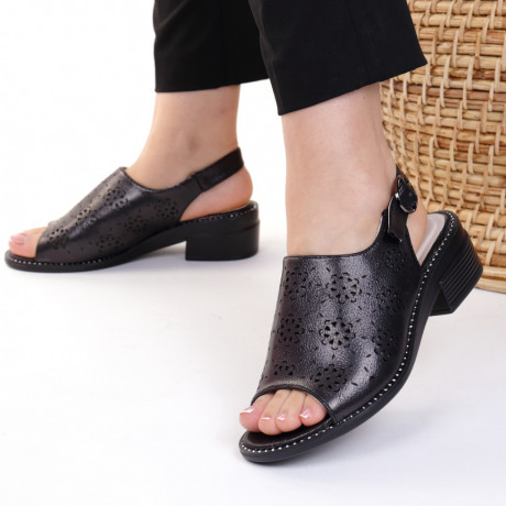 Sandale piele ecologica negre Evelin - Img 2