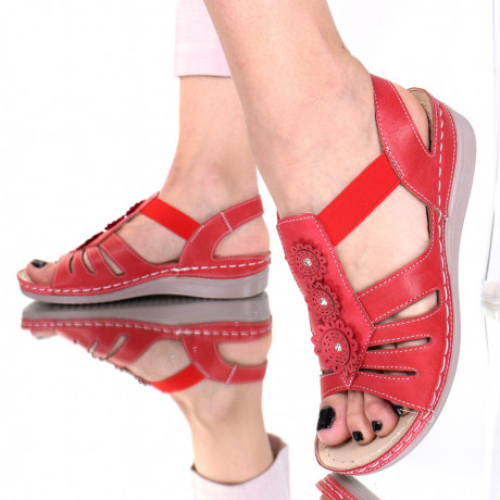 Sandale piele ecologica rosii Fanica - Img 3