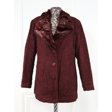 Haina bordo din blana ecologica de astrahan Amiel