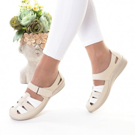 Pantofi bej piele ecologica Florena - Img 1