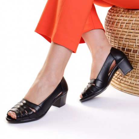 Pantofi piele ecologica negri Genya