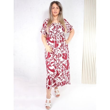 Rochie alb cu rosu Nerimana