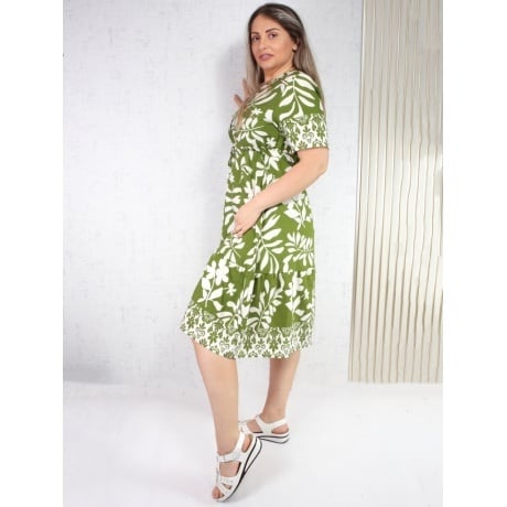 Rochie verde cu alb Geminia