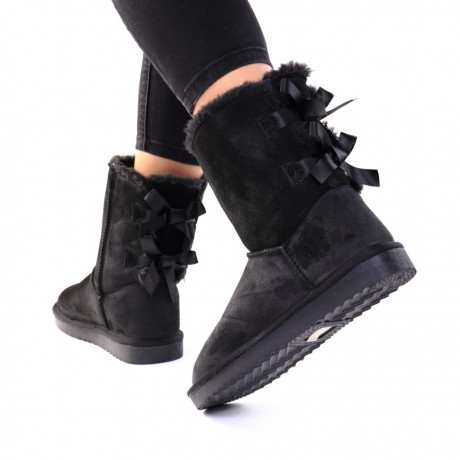 Cizme tip UGG piele intoarsa naturala negre Gaby - Img 3