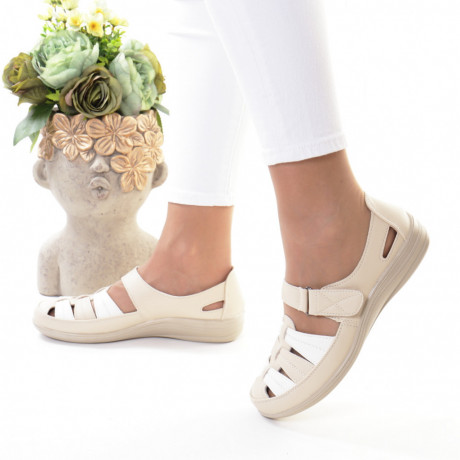 Pantofi bej piele ecologica Florena - Img 2
