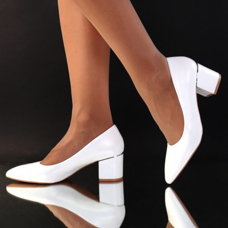 Pantofi piele ecologica albi Consuelo - Img 2