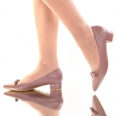 Pantofi piele ecologica roz inchis Sebastia - Img 3