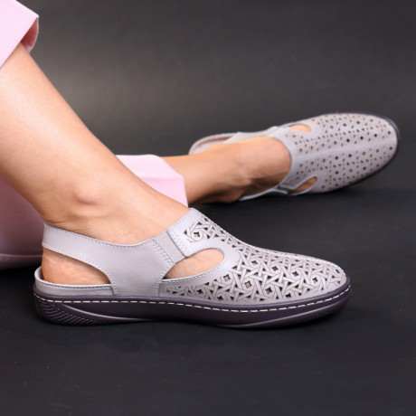Sandale gri inchise in fata piele naturala Rebe - Img 2