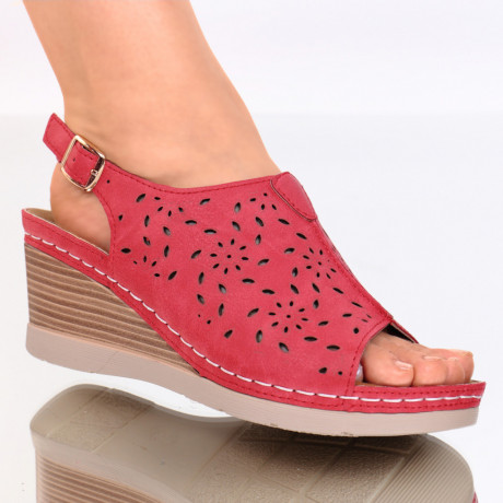 Sandale piele ecologica rosii Zora - Img 2