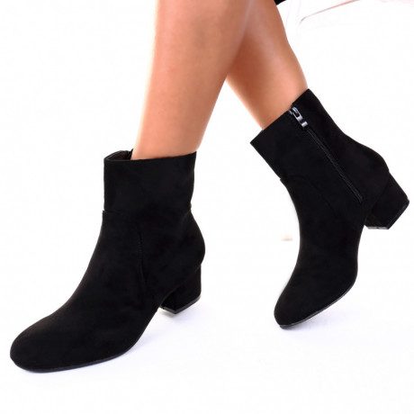Botine piele ecologica intoarsa negre Genesia - Img 2