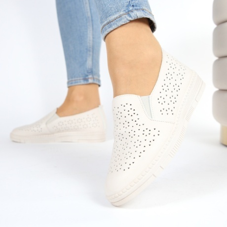 Pantofi crem perforati Narda - Img 3