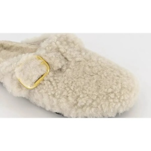 Birkenstock Boston Big Buckle Teddy Clogs Eggshell - Img 3