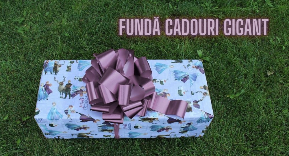 Fundă cadou autoformare gigant 35cm mov sidef