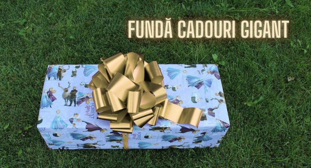 Fundă cadou autoformare gigant 35cm auriu