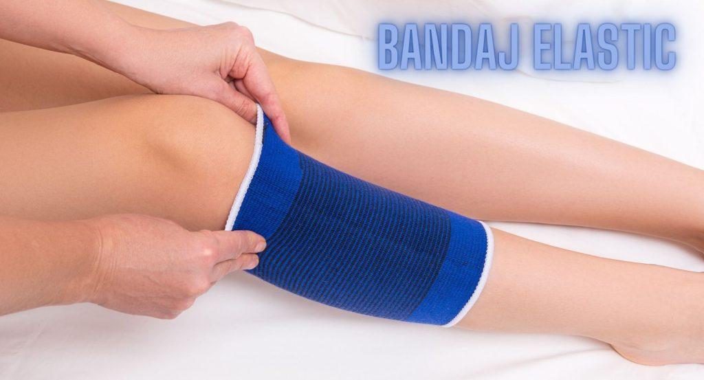 Genunchieră elastică albastră pentru sportivi 24x13cm