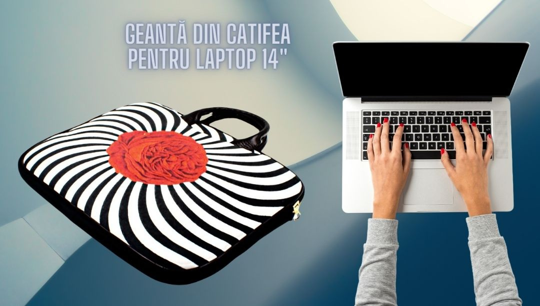 Geantă laptop din catifea SPIRAL ROSE 14"