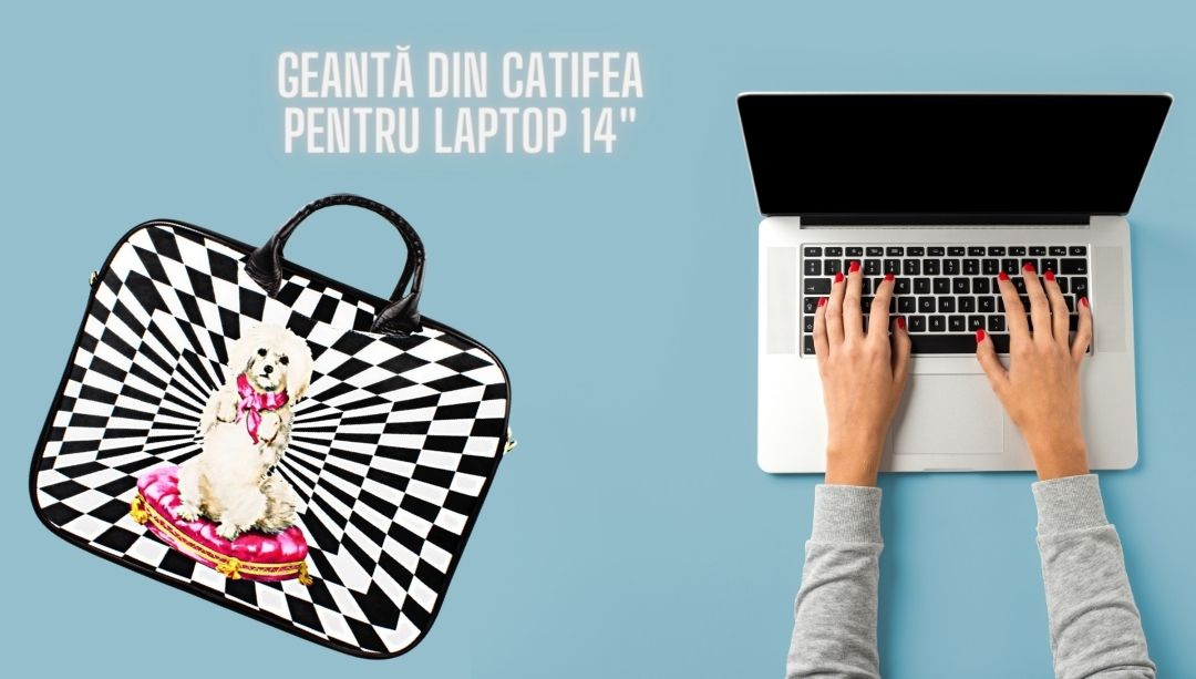 Geantă laptop din catifea SWEET LOVE 14"