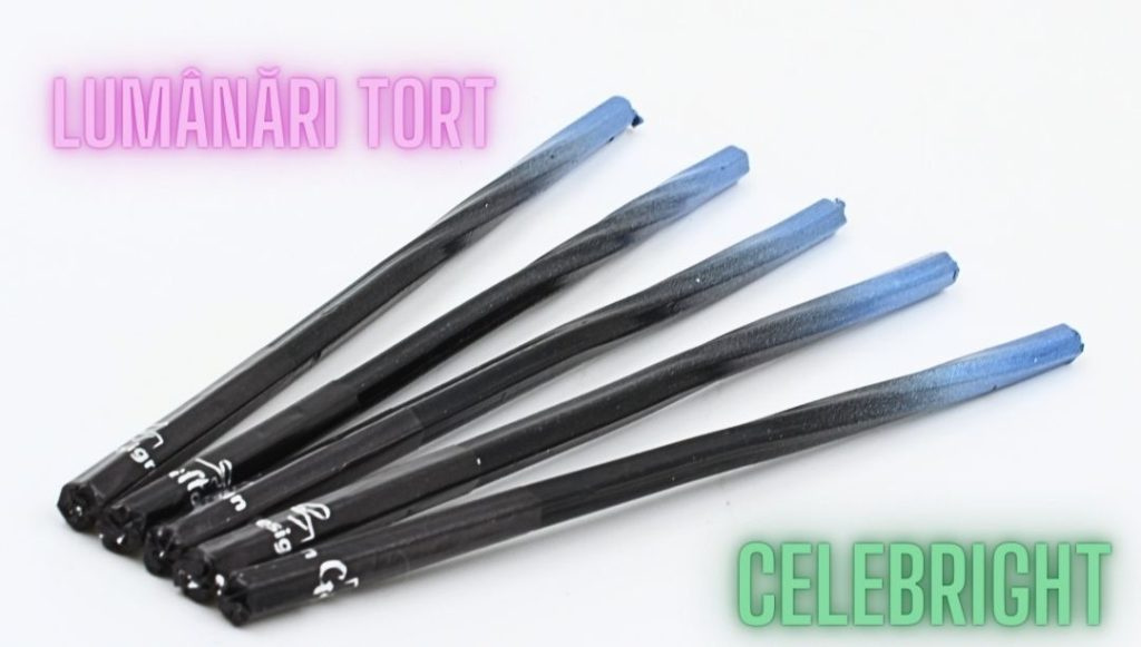 Set 5 lumânări tort negru albastru Celebright 14.5cm