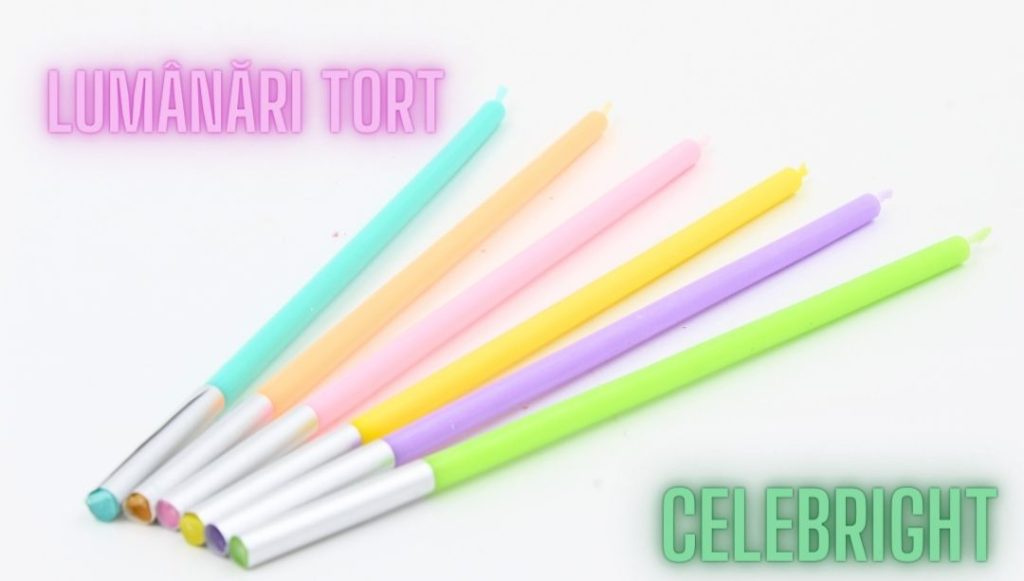 Set 5 lumânări tort curcubeu Celebright 14.5cm
