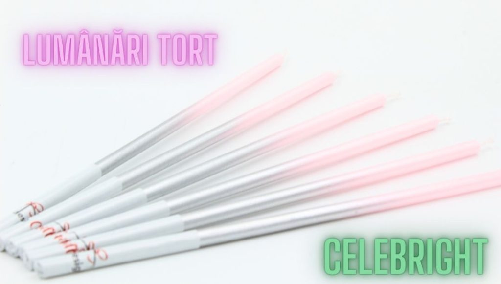 Set 6 lumânări pentru tort, Royal, roz argintiu, Celebright, 14.5cm