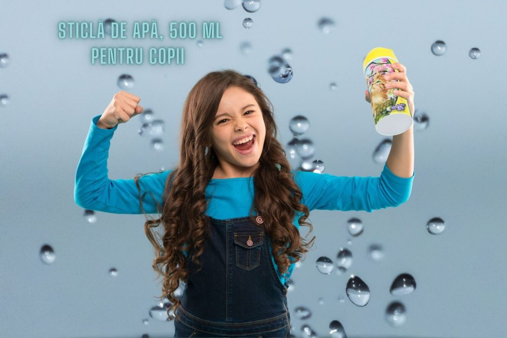 Sticlă apă pentru copii model fluturași 500ml