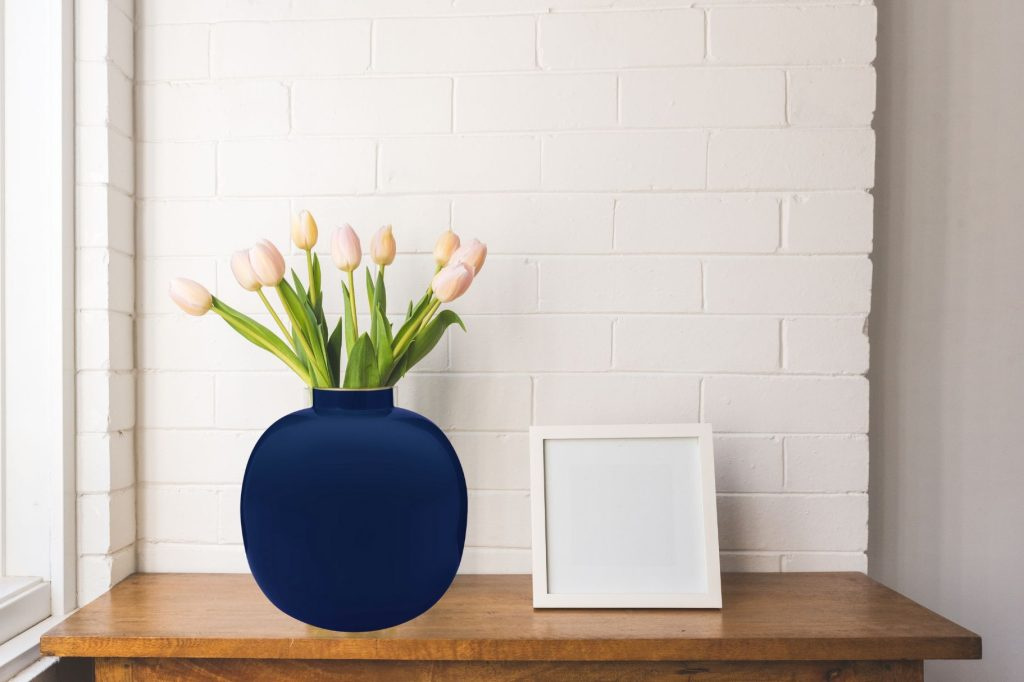 Vază decorativă rotundă metalică 23cm Blue