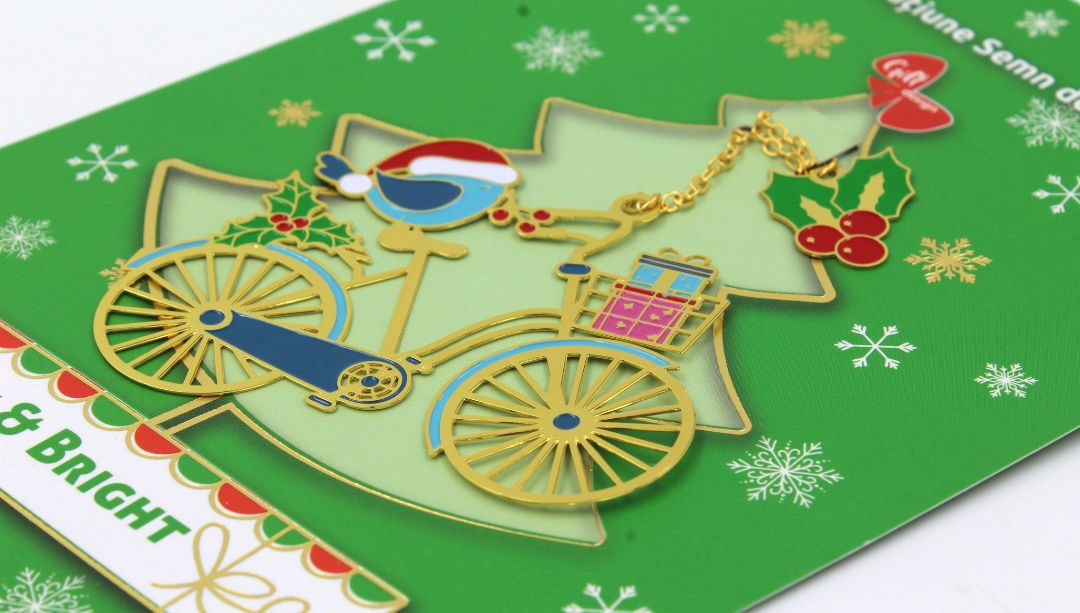 Decorațiune semn de carte bicicletă Crăciun