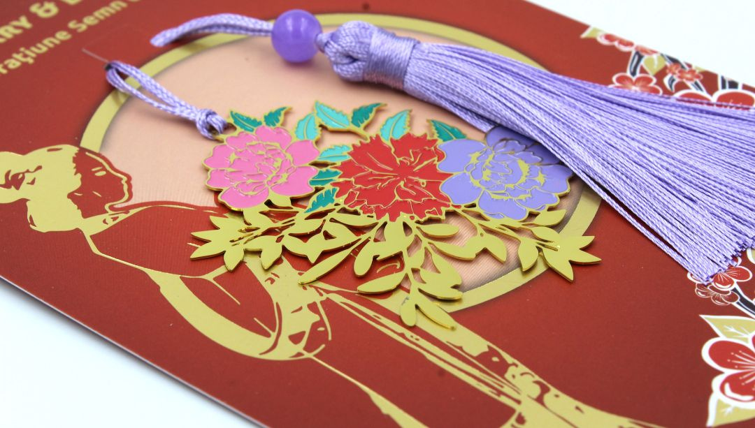 Decorațiune semn carte flori colorate Zen