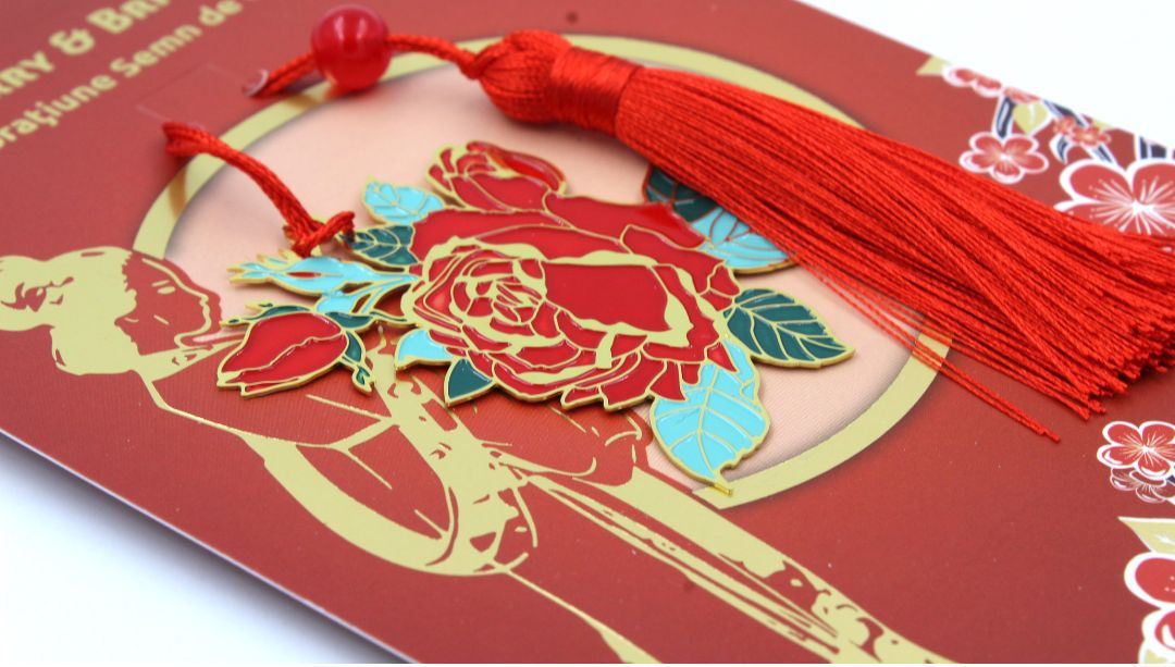 Decorațiune semn carte trandafir Zen
