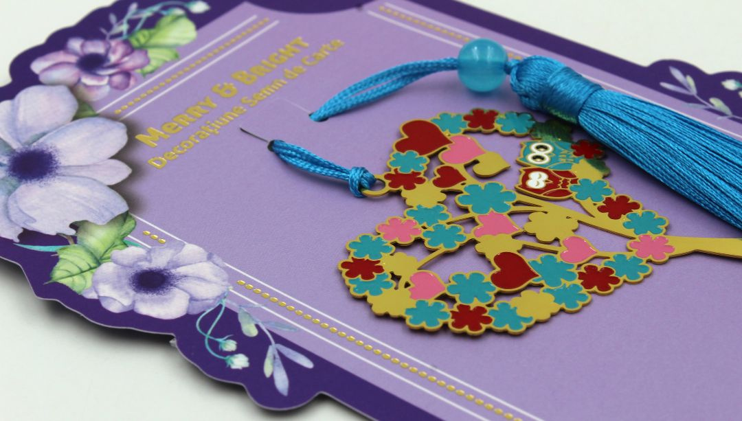 Decorațiune semn carte copacul inimilor Purple
