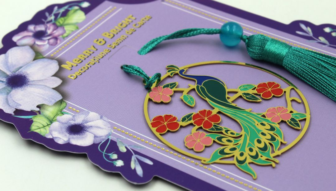 Decorațiune semn carte păun Purple