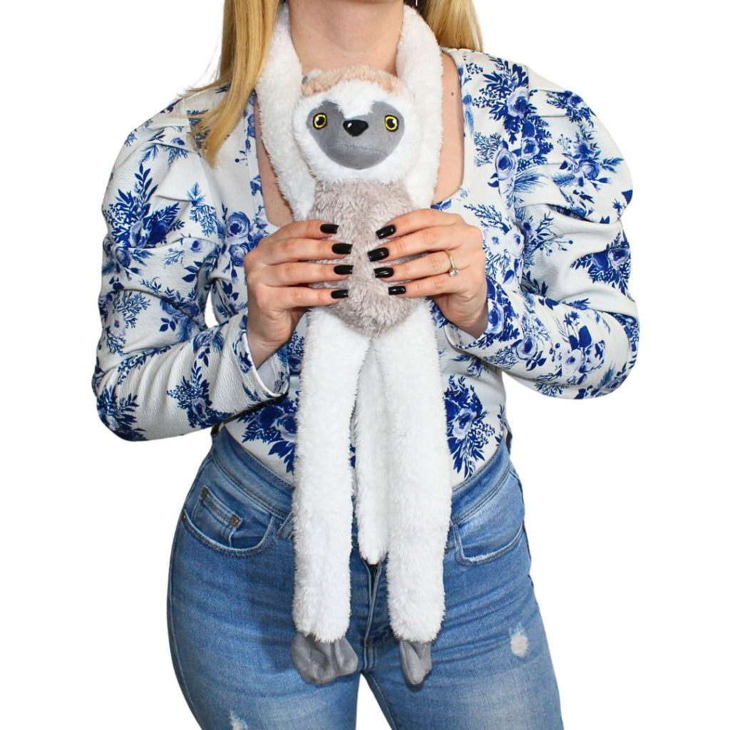 Jucărie sifaka din pluș alb 57 cm