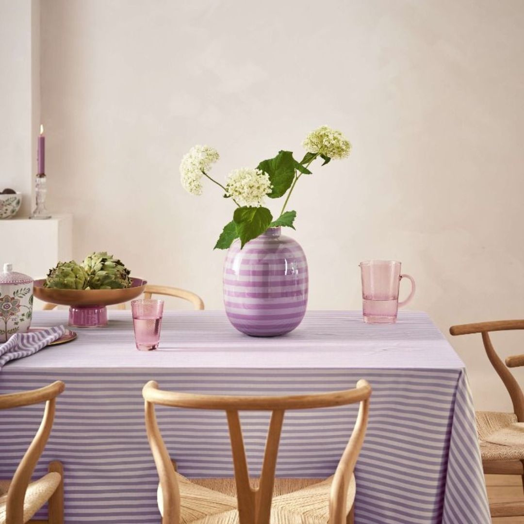 Vaza decorativă din metal dungi Lilac 32cm