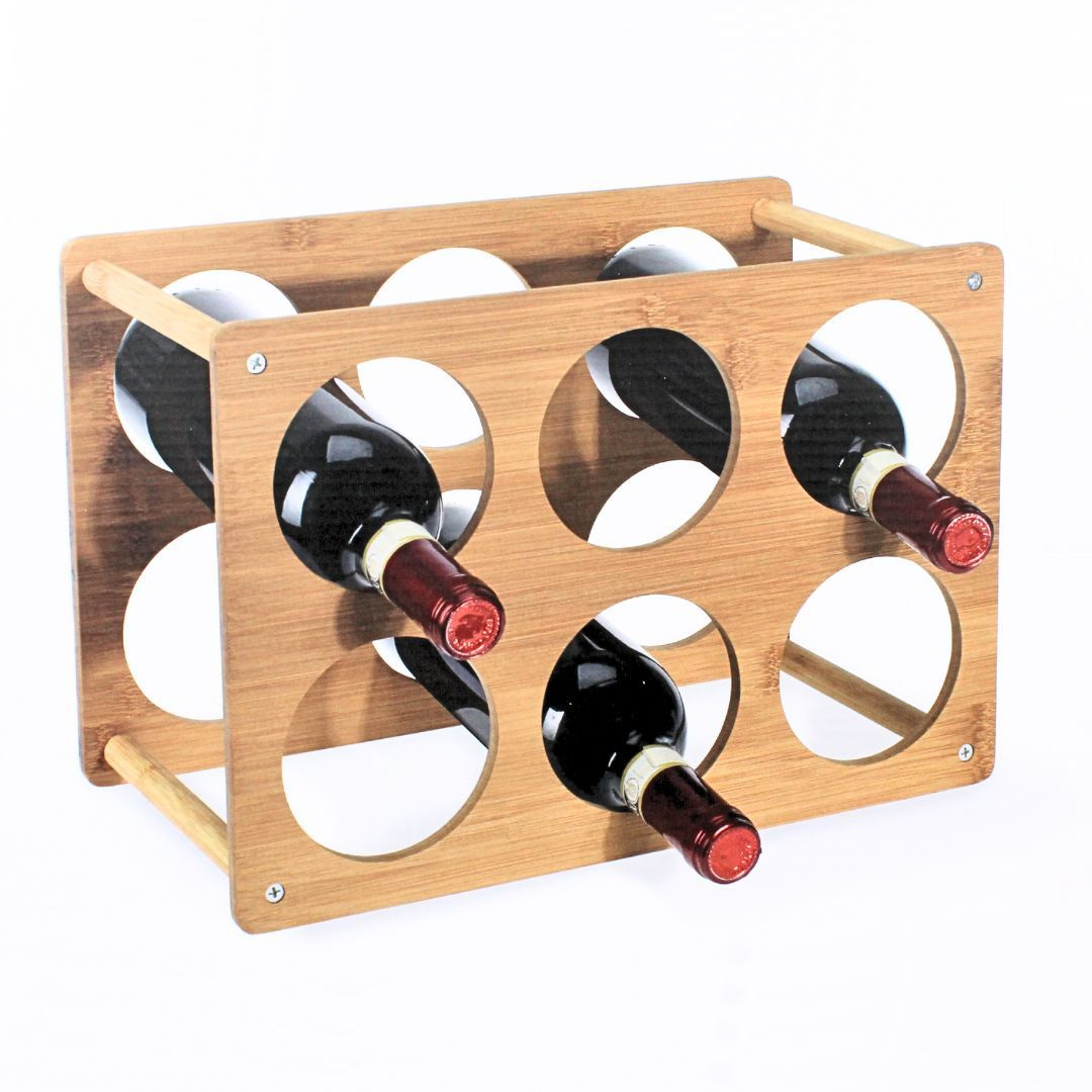 Suport pentru 6 sticle de vin, bambus, 35x24x18.5 cm, Excellent Houseware