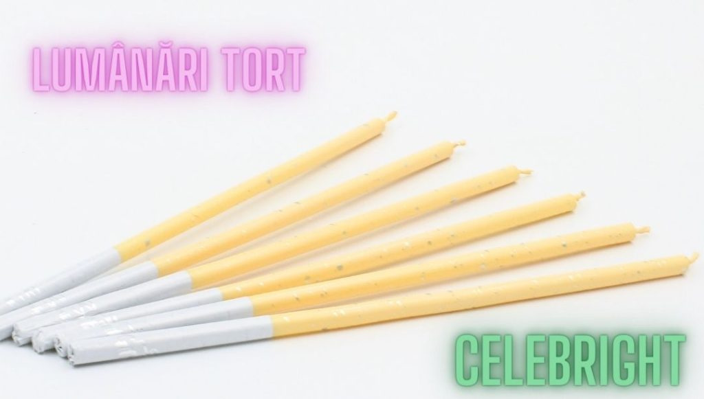 Set 6 lumânări pentru tort, Venus, galben, Celebright, 14.5cm