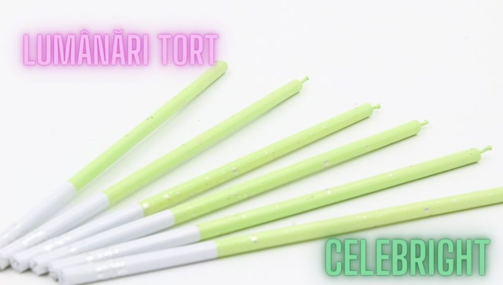 Set 6 lumânări pentru tort, Venus, verde, Celebright, 14.5cm