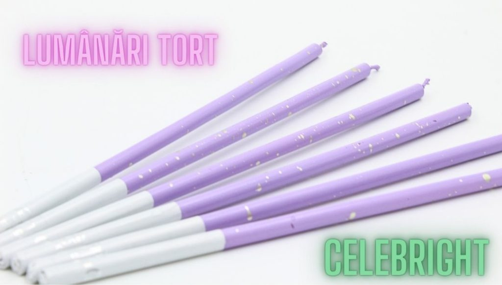 Set 6 lumânări pentru tort, Venus, mov, Celebright, 14.5cm