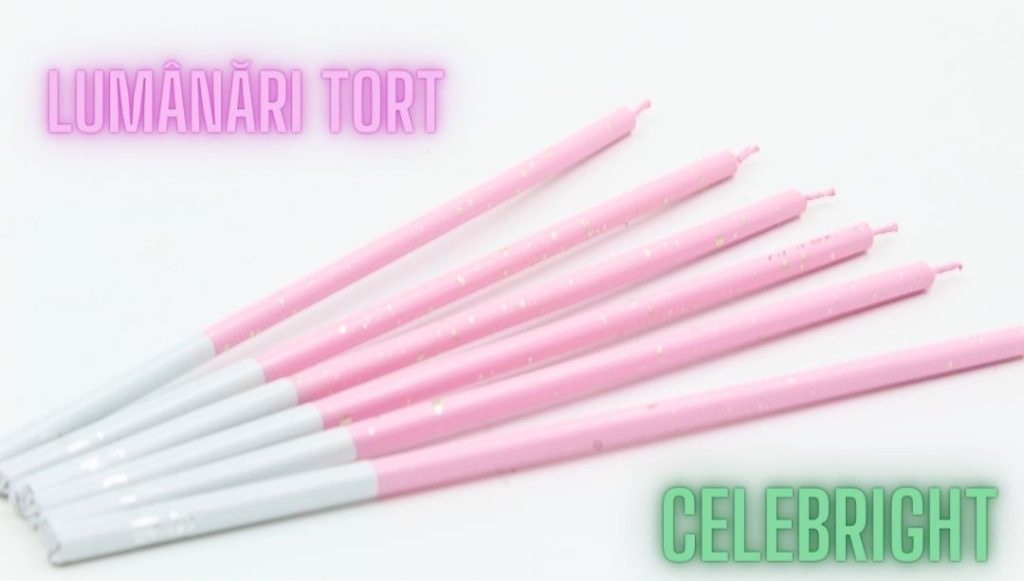 Set 6 lumânări tort Venus roz pal Celebright 14.5cm