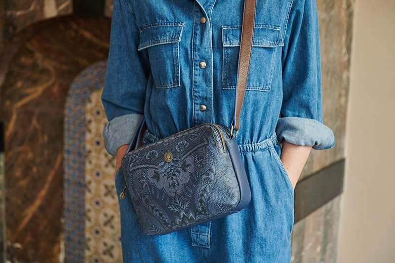 Geantă tip poștaș Medium Kyoto Festival Denim Blue 23.5x18x7.5cm