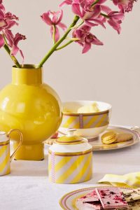 Zaharniță porțelan Chique Stripes Yellow 550ml