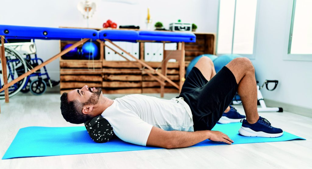 Rolă cilindru masaj din spumă pentru yoga negru cu alb