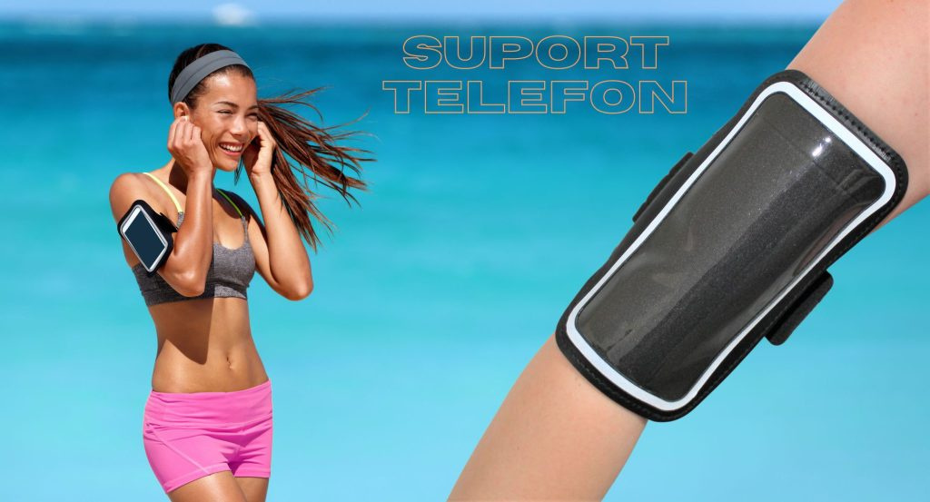Suport telefon pentru braț culoarea negru