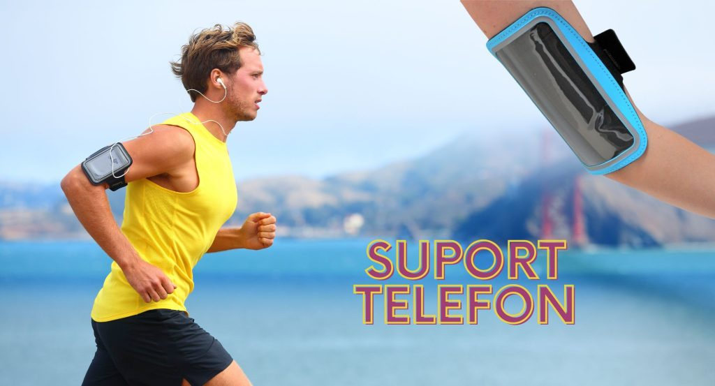 Suport telefon pentru braț culoarea albastru