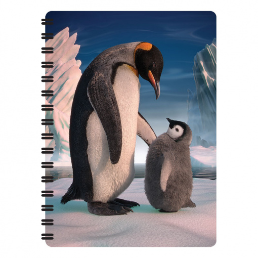Carnețel zoo, cu spirală, 3D, "LiveLife - Penguin son"