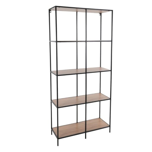 Etajeră cu 5 Rafturi – 78x30x170 cm | Cadru Metalic Negru & Polițe MDF Lemn | H&S Collection