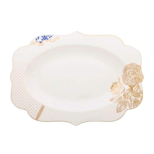 Platou oval, din porțelan, Pip Studio, White, 40 cm, colecția Royal White