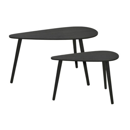 Set 2 Măsuțe de Cafea – Design Modern Negru – 80x40xH40 cm și 60x30xH35 cm, PRODUS RESIGILAT