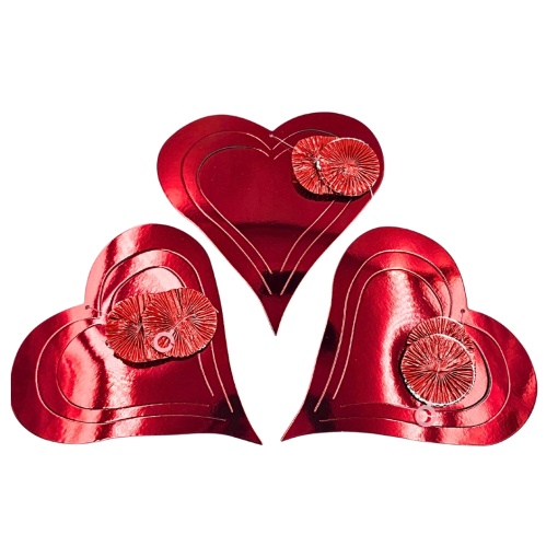 Set 3 decorațiuni, de agățat, în formă de inimioare, 60 cm
