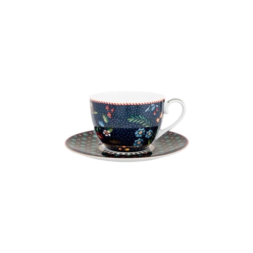 Cană espresso cu farfurioară, Pip Studio, 280ml, colecția Berry Blues