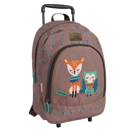 Ghiozdan troller, Perletti, model Bufniță & Căprioară, 40 cm, colecția Cool Kids